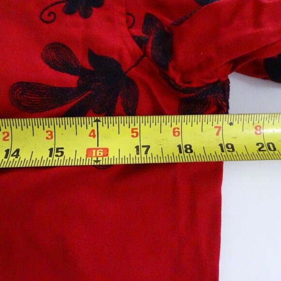 Vintage Erin London Red Embroidered Button Up Jacket Stretch Women Size S FLAW - Picture 7 of 11